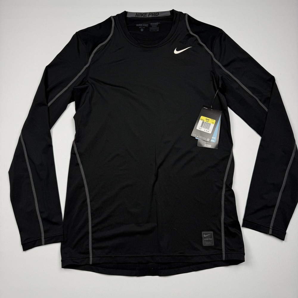 Nike Pro Dri-Fit Shirt Mens Small Black Long Sleeve Compression Top Athletic